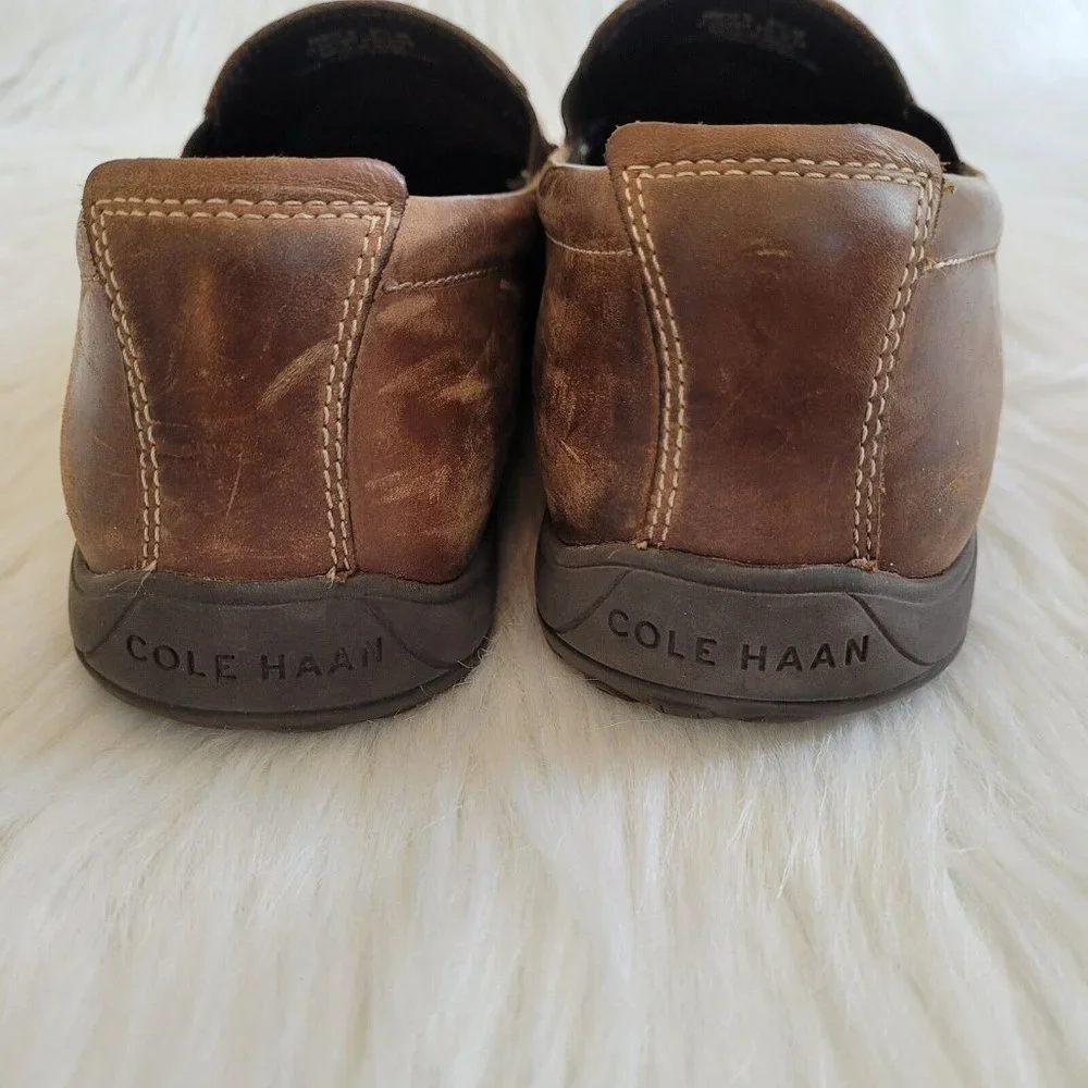 Cole Haan Mens Sz 9.5 Loafer Brown Leather Slip On Dress Driving Shoes 12602